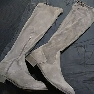 Fiona thigh high grey faux suede size 12 Boots